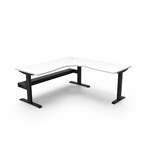 RAPIDLINE BOOST STATIC CORNER WORKSTATION WITH CABLE TRAY 1500 X 1500MM NATURAL WHITE TOP  BLACK FRAME