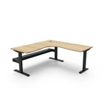 RAPIDLINE BOOST STATIC CORNER WORKSTATION WITH CABLE TRAY 1800 X 1500MM NATURAL OAK TOP  BLACK FRAME