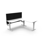 RAPIDLINE BOOST STATIC CORNER WORKSTATION WITH SCREEN 1800 X 1800MM NATURAL WHITE TOP  WHITE FRAME  BLACK SCREEN