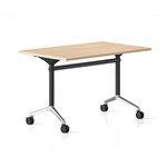 RAPIDLINE TYPHOON FLIP TOP TABLE 1200 X 600MM NATURAL OAK TOP AND BLACK PC POLISHED ALUMINIUM FRAME