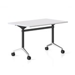 RAPIDLINE TYPHOON FLIP TOP TABLE 1200 X 600MM NATURAL WHITE TOP AND BLACK PC POLISHED ALUMINIUM FRAME