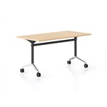 RAPIDLINE TYPHOON FLIP TOP TABLE 2100 X 750MM NATURAL OAK AND BLACK PC POLISHED ALUMINIUM FRAME