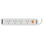 ITALPLAST POWER BOARD 4 OUTLET WITH MASTER SWITCH AND OVERLOAD 1M WHITE
