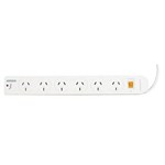 ITALPLAST POWER BOARD 6 OUTLET WITH MASTER SWITCH SURGE AND OVERLOAD 1M WHITE