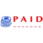 DESKMATE PREINKED MESSAGE STAMP PAID AND DATE BLUERED