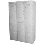 STEELCO PERSONNEL LOCKER 4 DOOR BANK OF 3 305MM SILVER GREY
