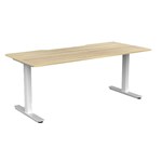 OLG AGILE FIXED HEIGHT INDIVIDUAL DESK WORKSTATION WHITE FRAME 1800MM X 750MM NEW OAK RAVINE TOP