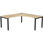 OLG AXIS SINGLE SIDED 90 DEGREE WORKSTATION LEFT HAND RETURN 1800 X 1800 X 750MM BLACK FRAME NEW OAK TOP