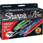 SHARPIE FLIP CHART MARKER BULLET BROAD 30MM ASSORTED PACK 4