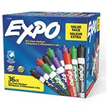 EXPO DRY ERASE MARKER CHISEL ASSORTED PACK 36