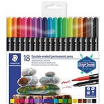 STAEDTLER 3187 DOUBLEENDED PERMANENT PENS ASSORTED BOX 18