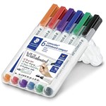 STAEDTLER 341 LUMOCOLOR COMPACT WHITEBOARD MARKER BULLET ASSORTED WALLET 6