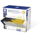 STAEDTLER 430 STICK BALLPOINT PEN FINE BLACK BOX 100