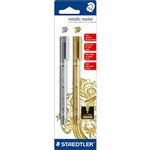 STAEDTLER 832 METALLIC MARKER BULLET 20MM GOLD AND SILVER PACK 2