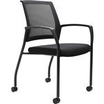URBIN 4 LEG MESH BACK ARMCHAIR CASTORS BLACK FRAME BLACK SEAT