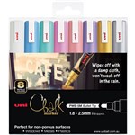 UNIBALL CHALK MARKER BULLET TIP 25MM ASSORTED METALLIC PACK 8