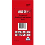 WILDON RESTAURANT QUADRUPLICATE DOCKET BOOK 210 X 102MM RED PACK 25