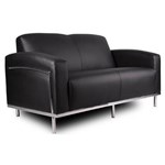 SIENNA LOUNGE TWO SEATER CHROME FRAME PU BLACK