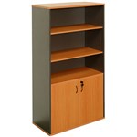 LOGAN HALF DOOR STATIONERY CUPBOARD 900 X 450 X 1800MM BEECHIRONSTONE