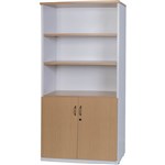LOGAN HALF DOOR STATIONERY CUPBOARD 900 X 450 X 1800MM OAKWHITE