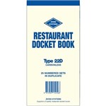 ZIONS 22D RESTAURANT DOCKET BOOK CARBONLESS DUPLICATE 200 X 95MM