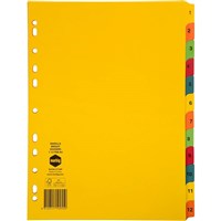 Manilla Dividers Brights Pastels and Whites